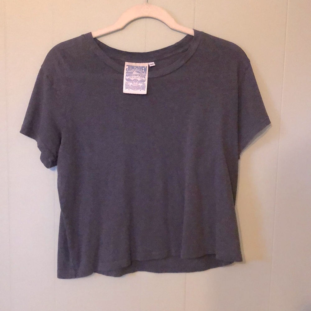 Jungmaven cropped Ojai tee in Diesel Grey